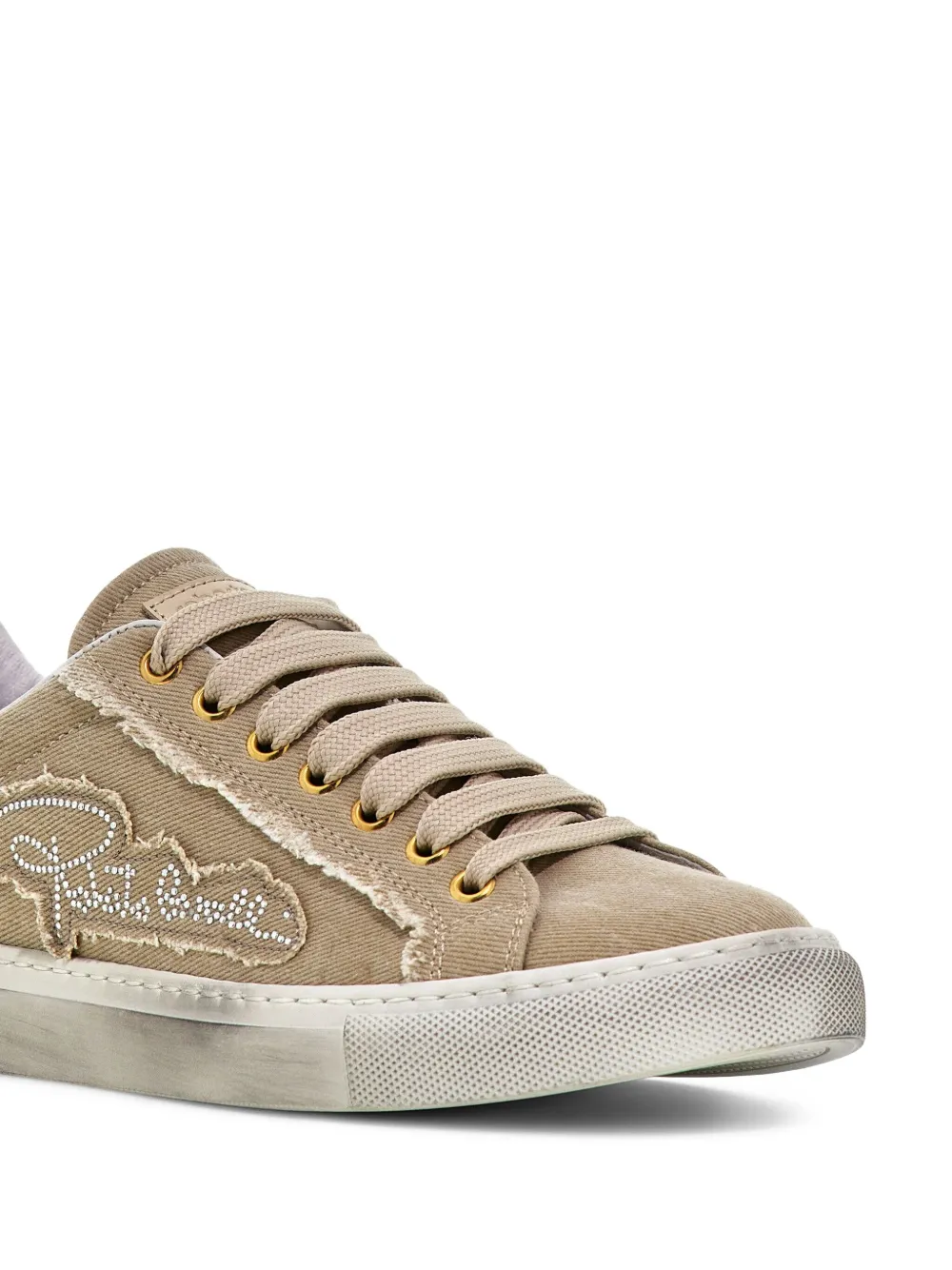 Roberto Cavalli logo-studded lace-up sneakers Brown