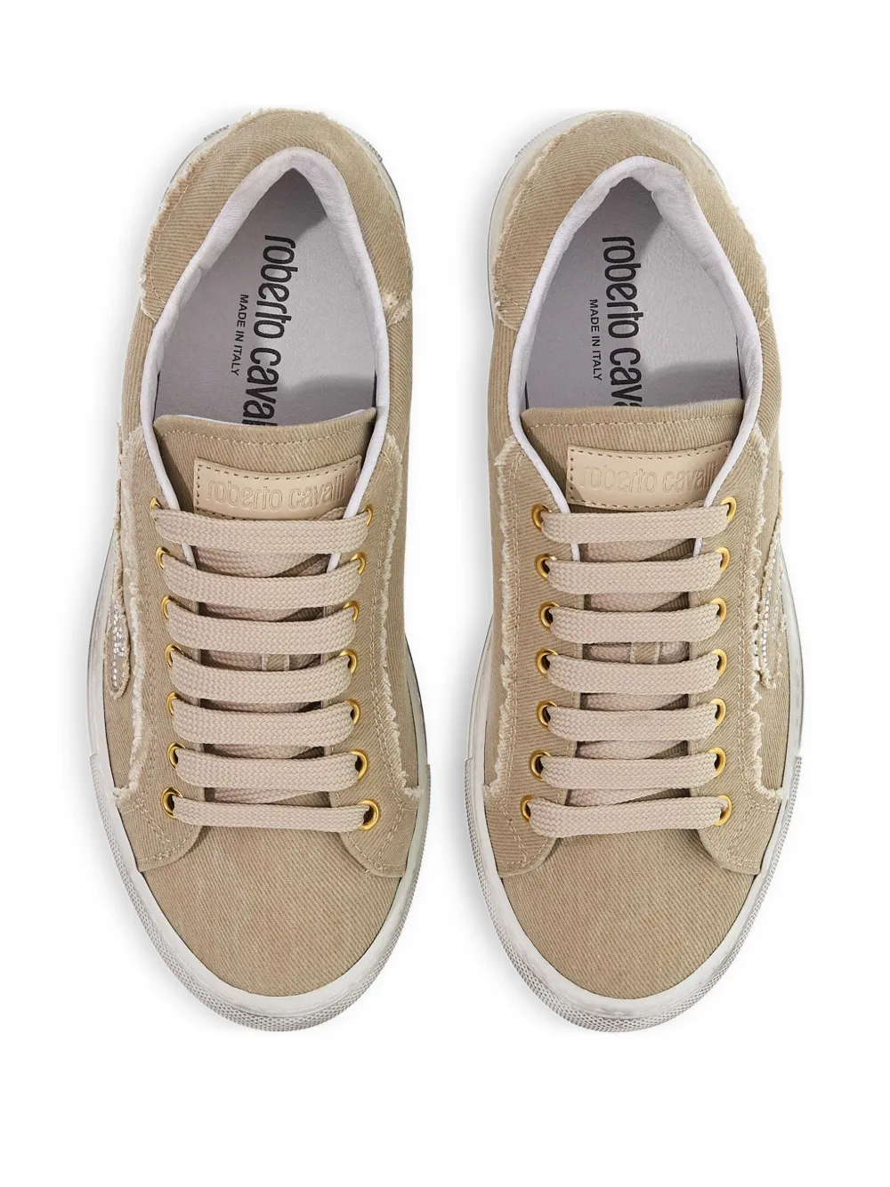 Roberto Cavalli logo-studded lace-up sneakers Brown