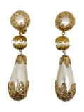 Jennifer Gibson Jewellery 1980s filigree-overlay pearl earrings - Gold