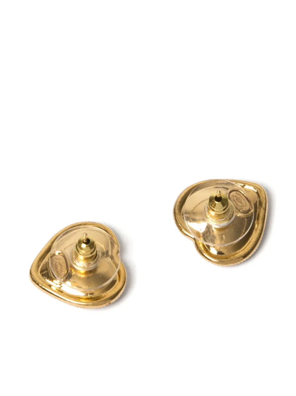 Pre-owned Chanel 2000s Heart-motif Cc Earrings In 金色