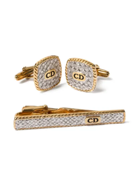 Christian Dior Pre-Owned 1990s logo-engraved cufflinks set