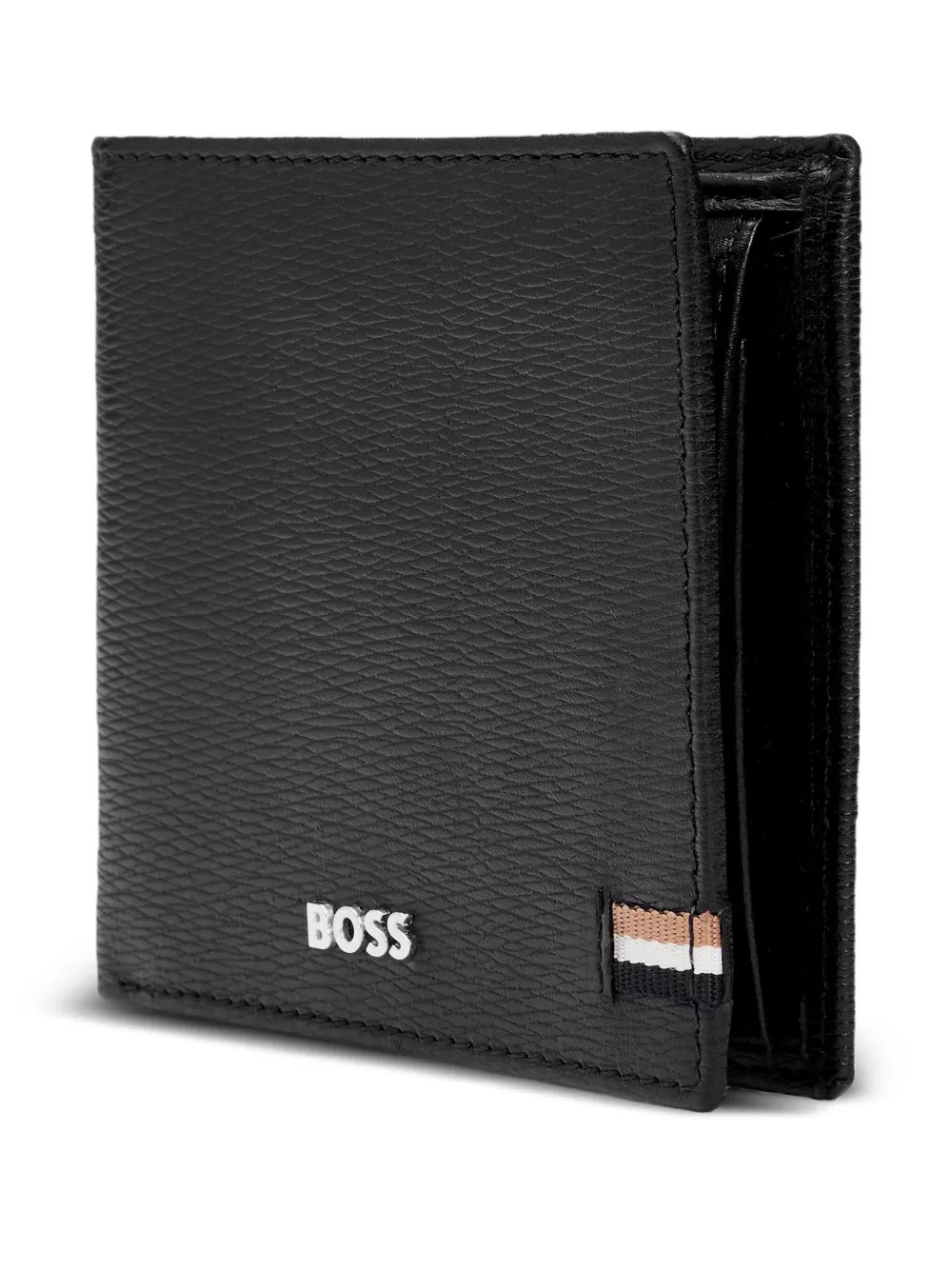BOSS Leren portemonnee met logoprint Zwart