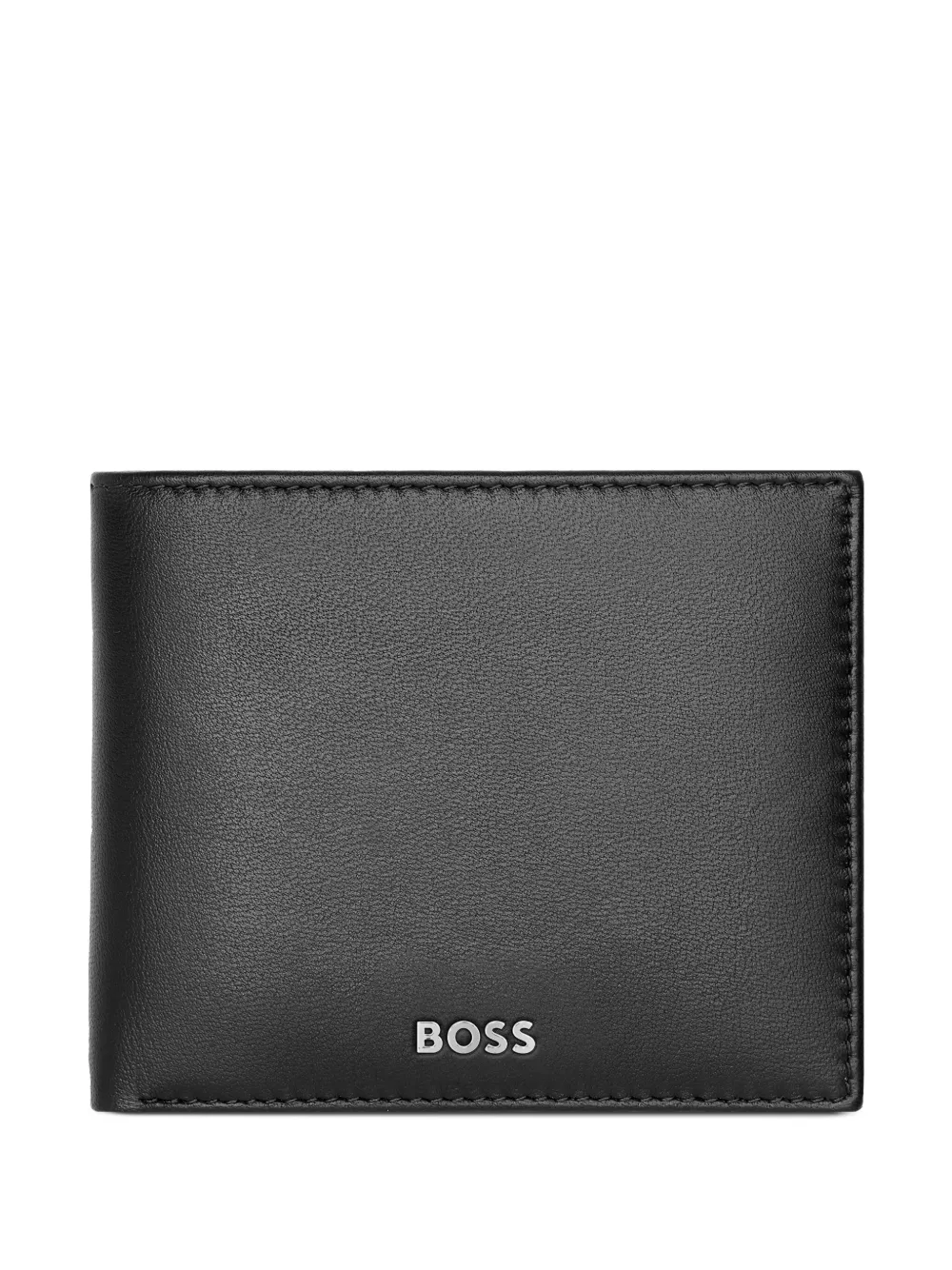 BOSS Leren portemonnee met logoprint Zwart
