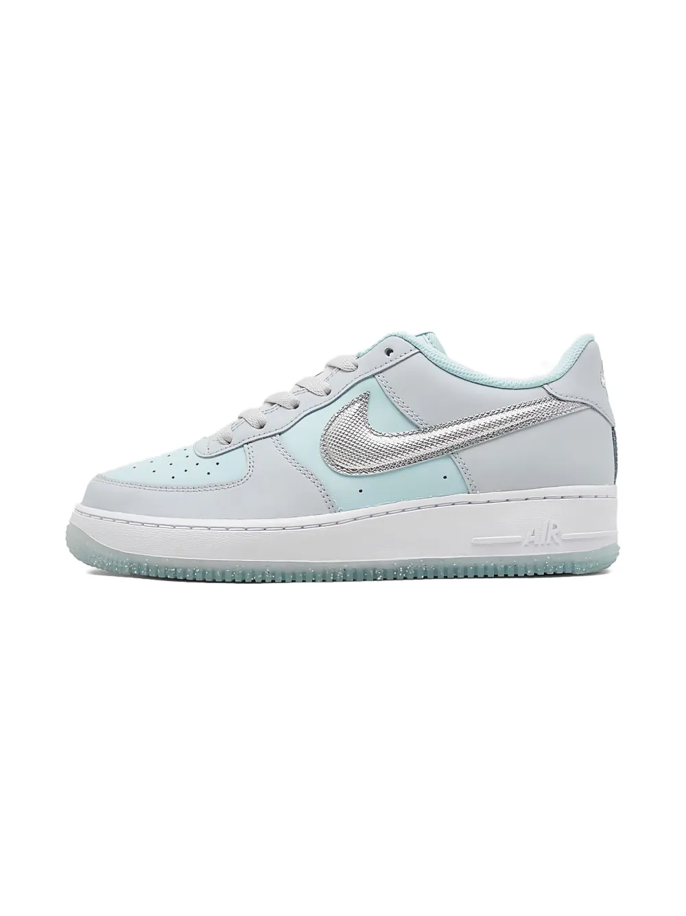 Nike Kids Air Force 1 "Pure Platinum Glacier Blue Metallic Silver" sneakers Grey