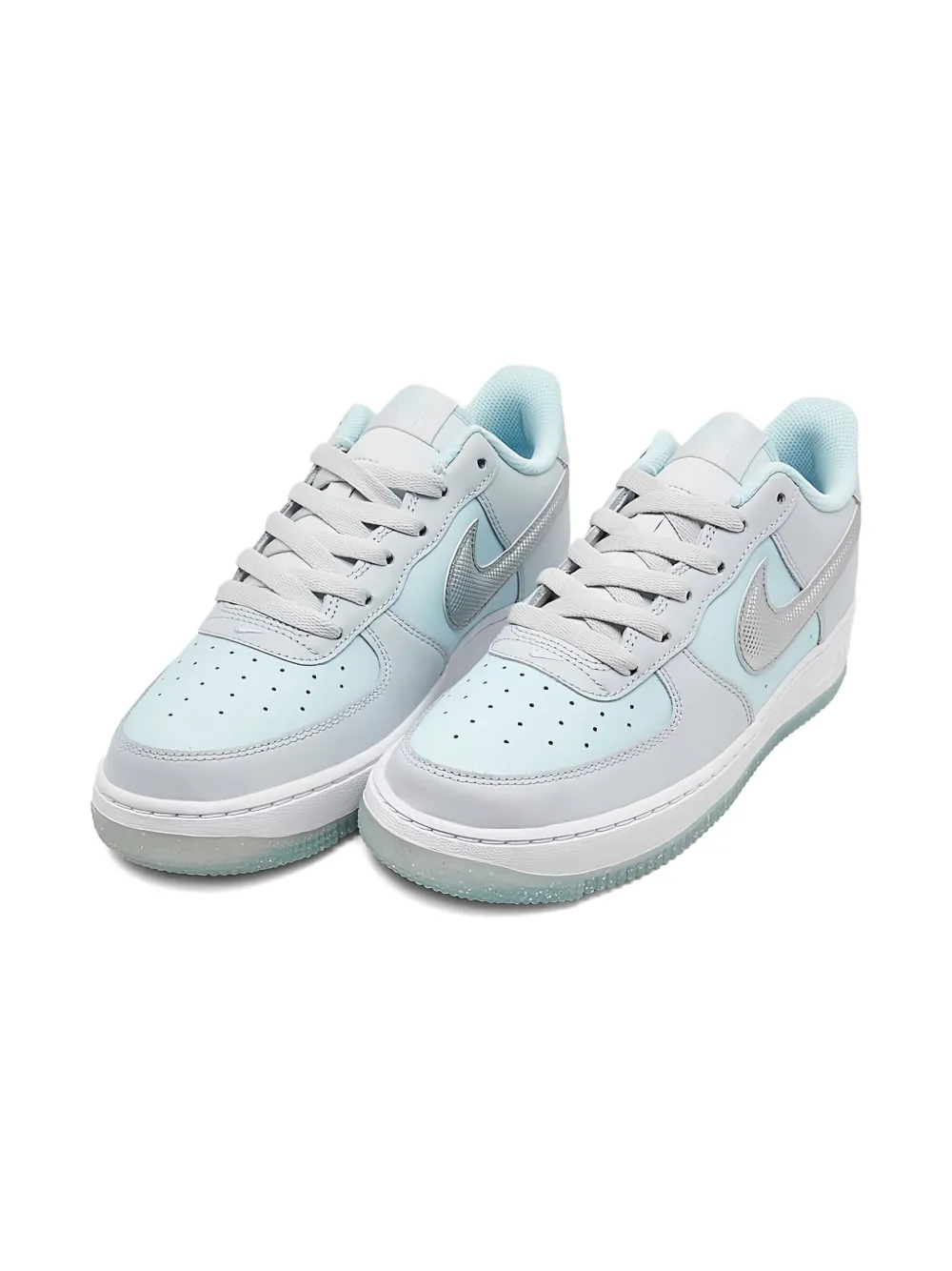 Nike Kids Air Force 1 "Pure Platinum Glacier Blue Metallic Silver" sneakers Grey