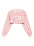 GCDS logo-check cropped polo top - Pink