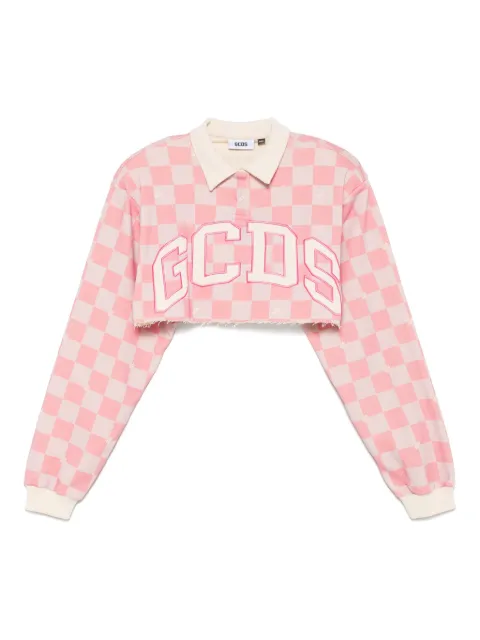 GCDS logo-check cropped polo top
