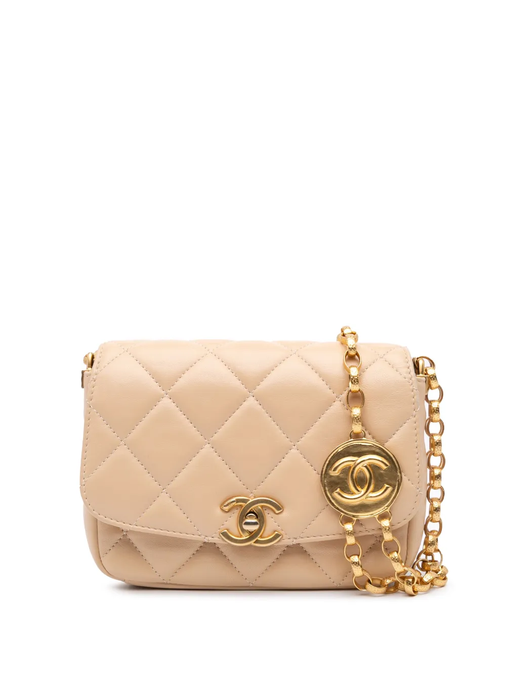 CHANEL Pre-Owned 2020 Small Quilted Lambskin CC Coin Flap crossbody bag | Brown | Image 1