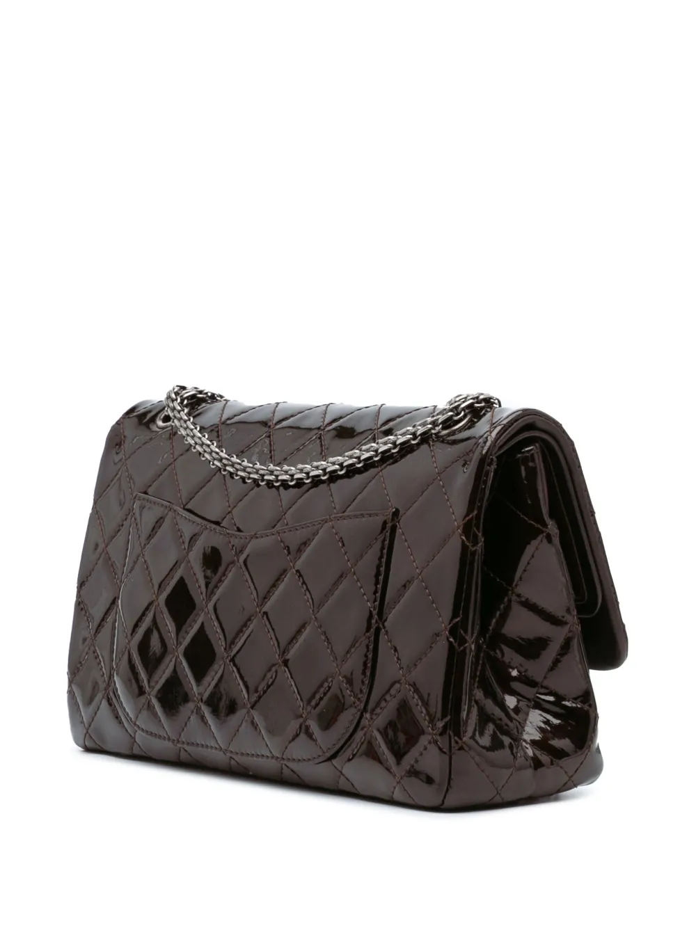 Pre-owned Chanel 2010-2011 Reissue 2.55 Quilted Patent Double Flap 227 Shoulder Bag In Brown