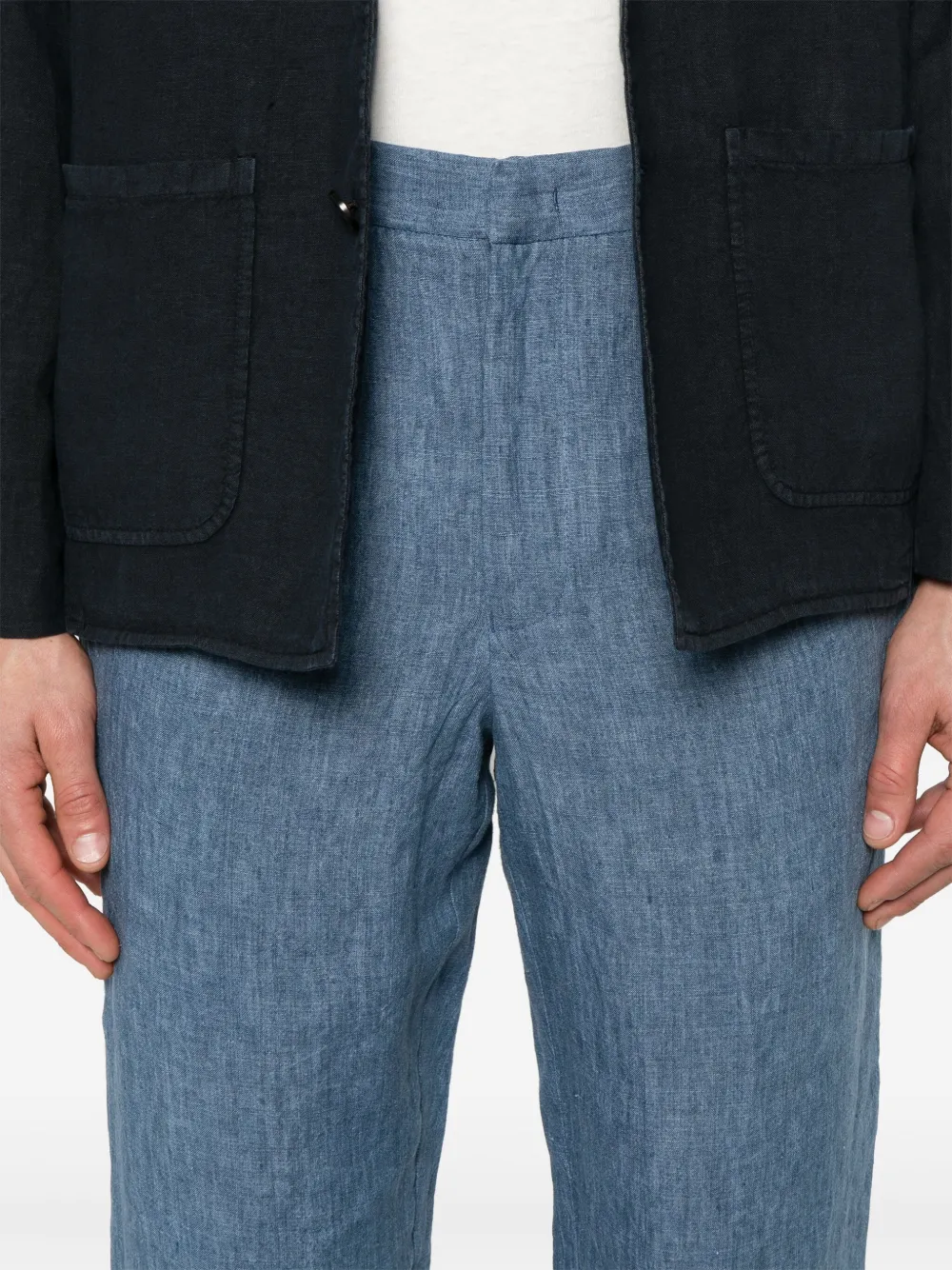 Emporio Armani Linnen broek Blauw