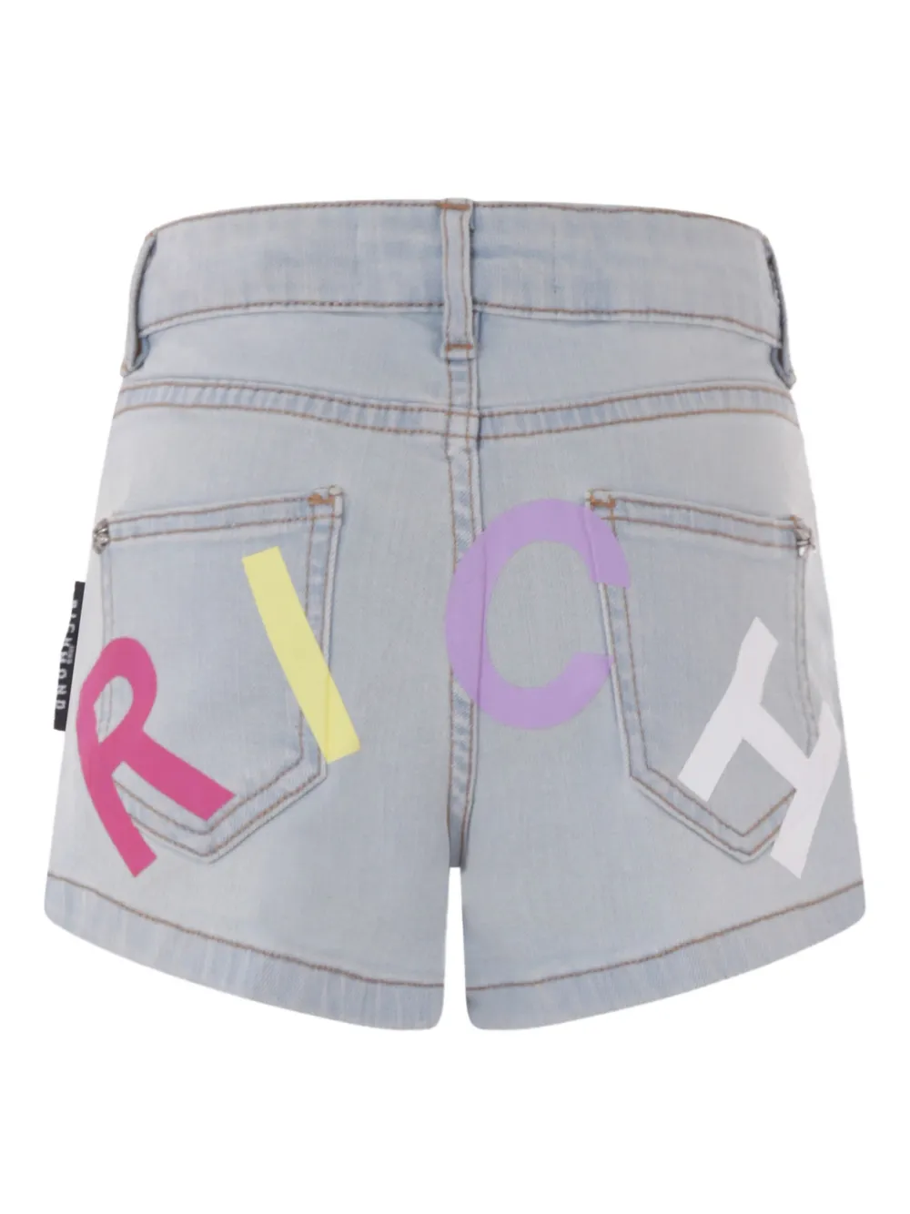 Shop John Richmond Junior Logo-print Denim Shorts In Blue