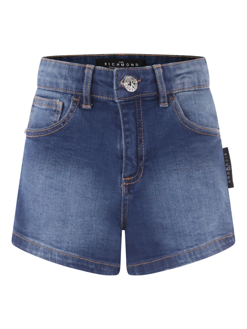 John Richmond Junior Spijkershorts met logoprint Blauw