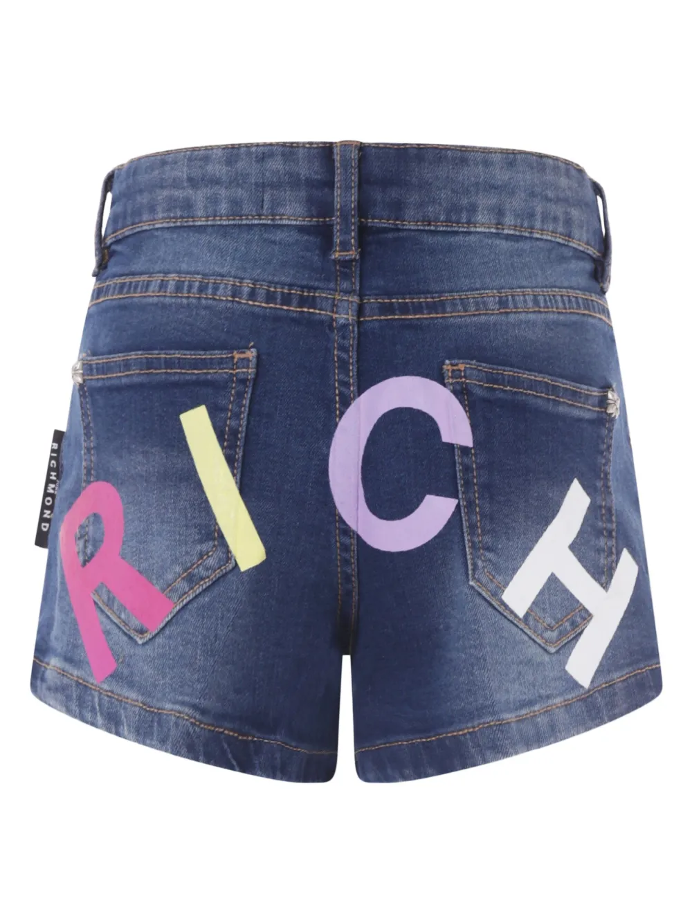 Shop John Richmond Junior Logo-print Denim Shorts In Blue