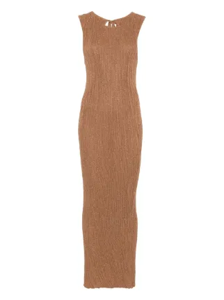 Akep Ribbed Lurex Maxi Dress | Brown | FARFETCH