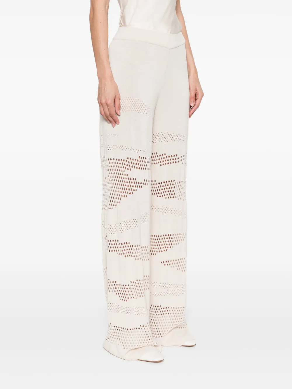Akep Gebreide broek met zebra-effect Beige