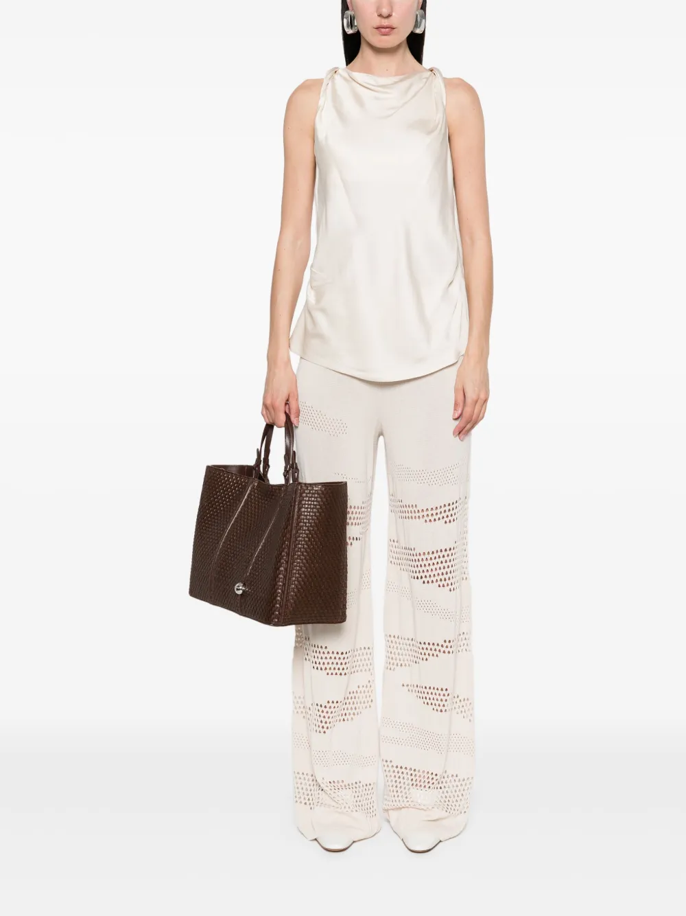 Akep Gebreide broek met zebra-effect - Beige