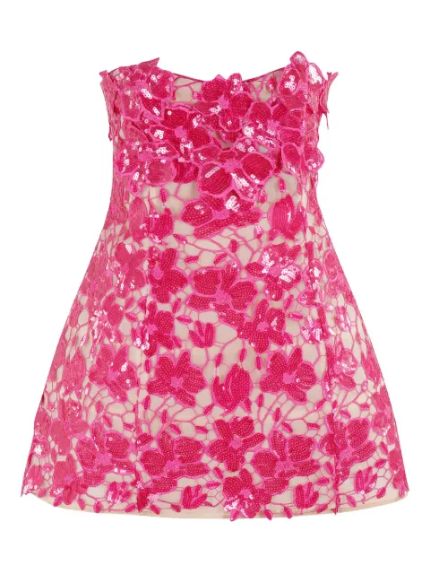 Retrofete floral-embroidery mini dress