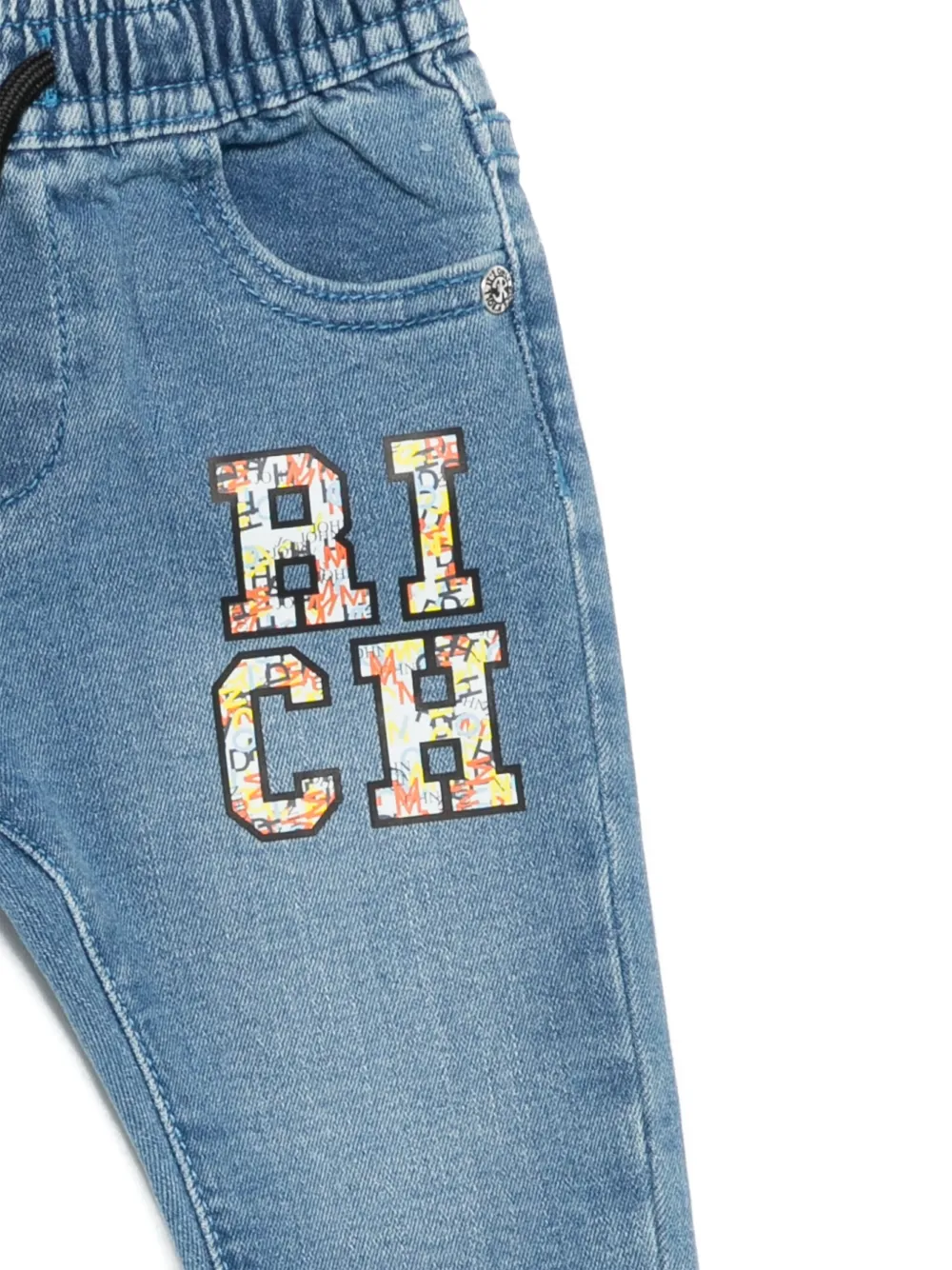 John Richmond Junior Jeans met logoprint Blauw