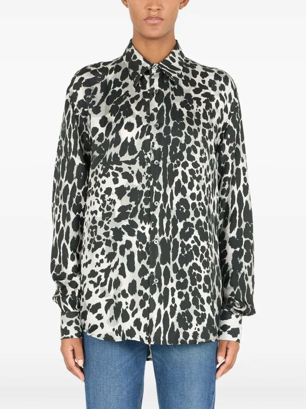 Roberto Cavalli Overhemd met luipaardprint Zwart