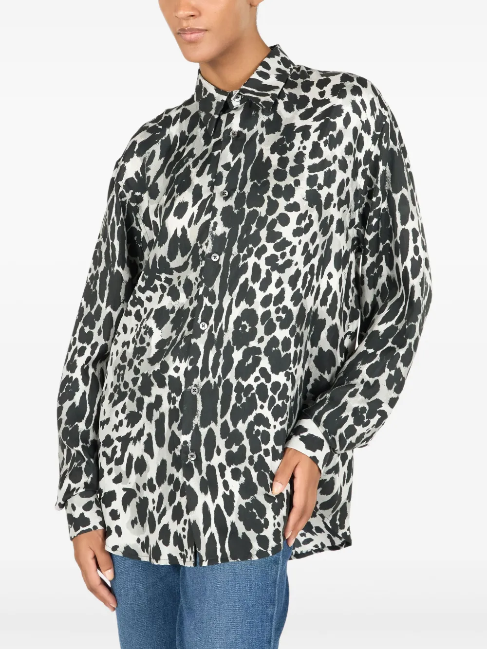 Roberto Cavalli Overhemd met luipaardprint Zwart