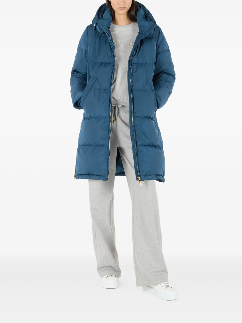 Roberto Cavalli Donsjas met capuchon Blauw