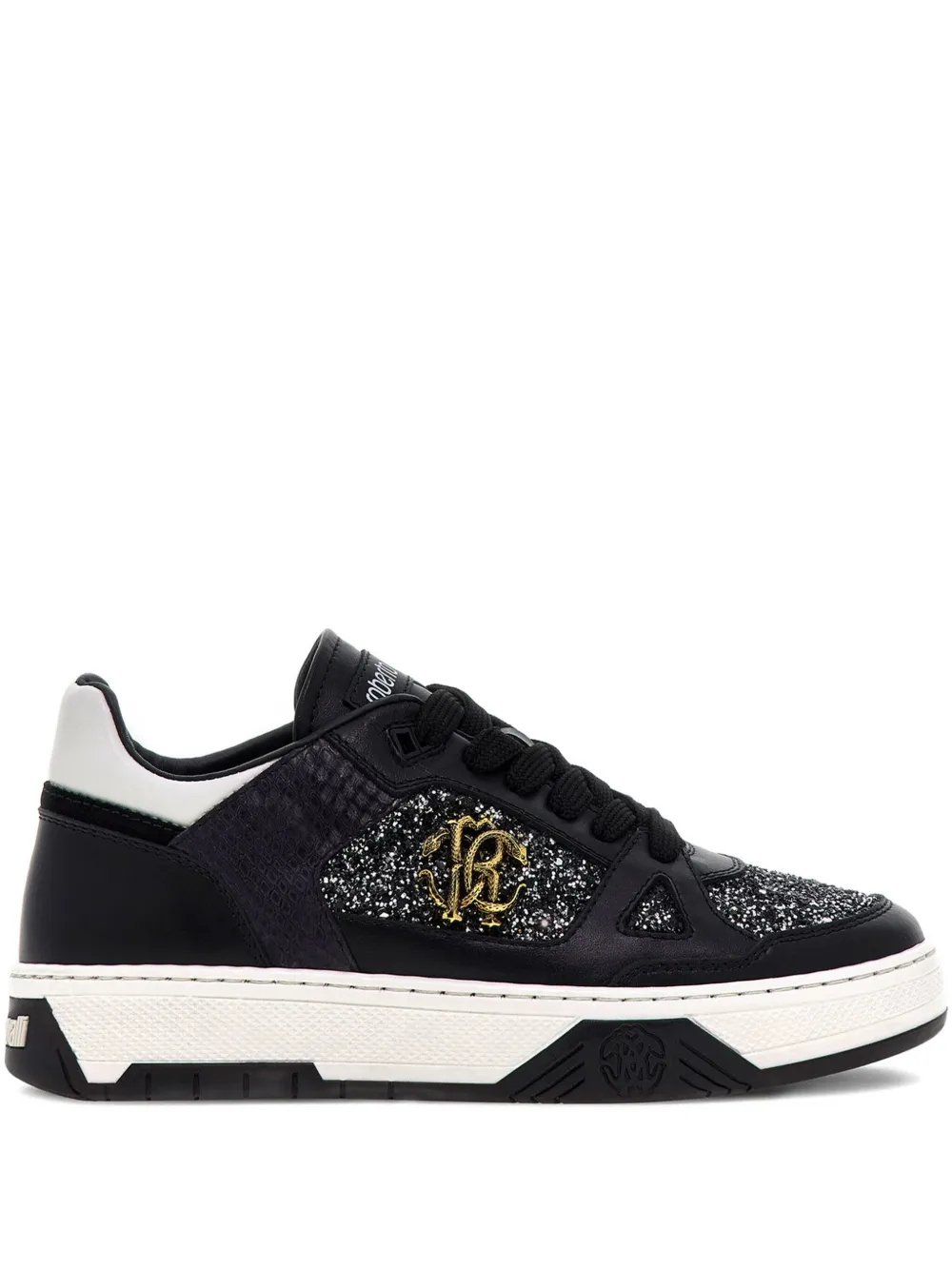 Roberto Cavalli Mirror Snake-plaque sneakers D0146 BLACK