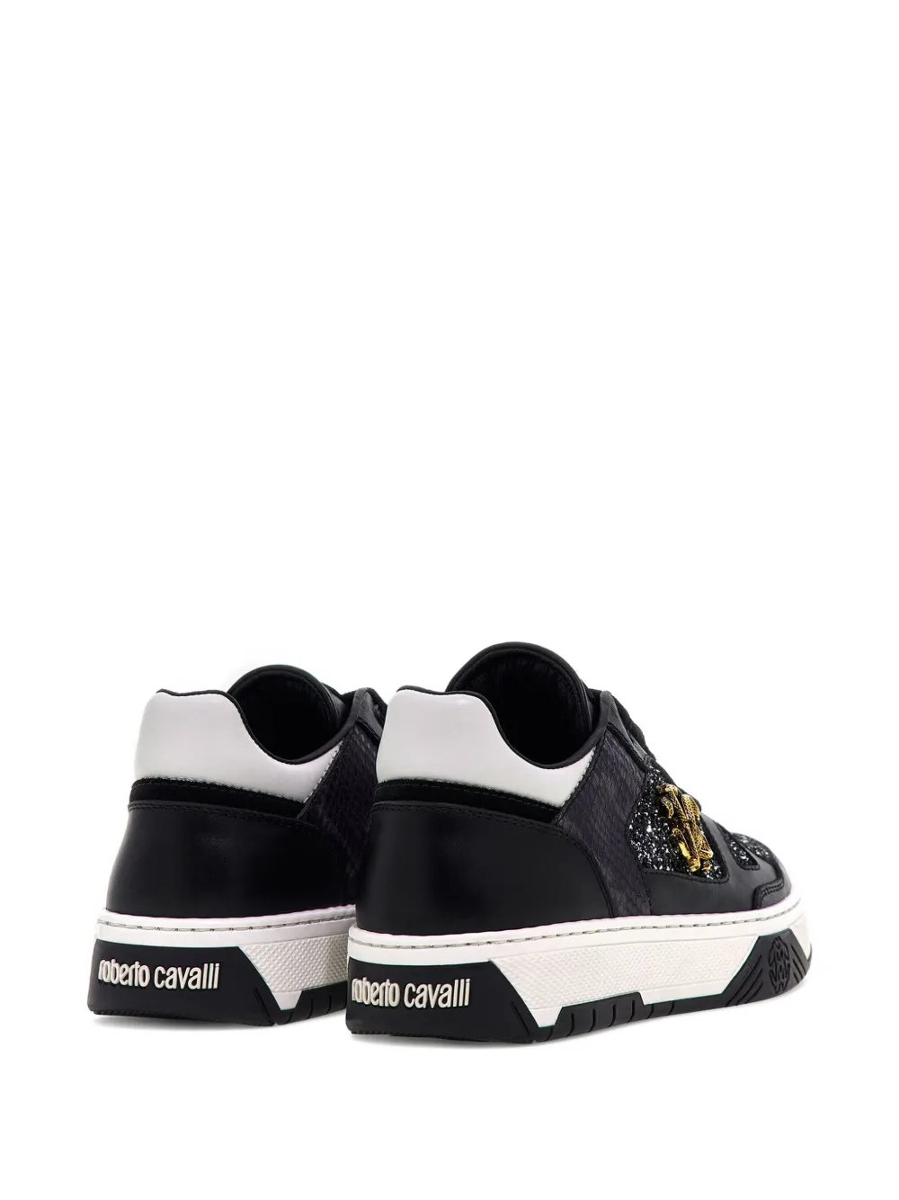 Roberto Cavalli Mirror Snake-plaque sneakers D0146 BLACK