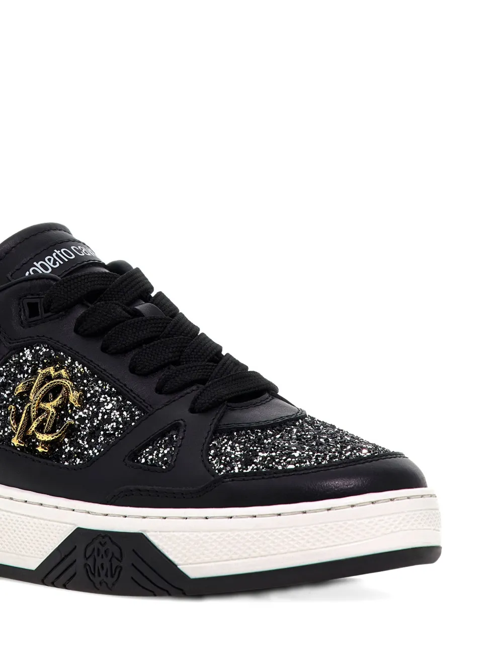 Roberto Cavalli Mirror Snake-plaque sneakers D0146 BLACK