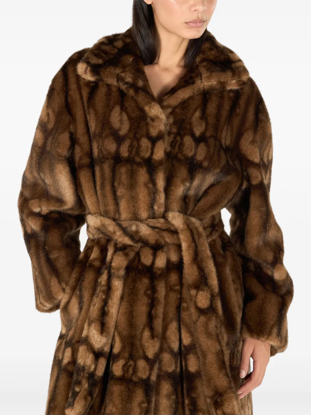 Roberto Cavalli Jas van imitatiebont en met ceintuur Bruin