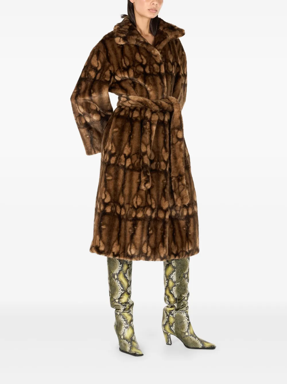 Roberto Cavalli Jas van imitatiebont en met ceintuur Bruin