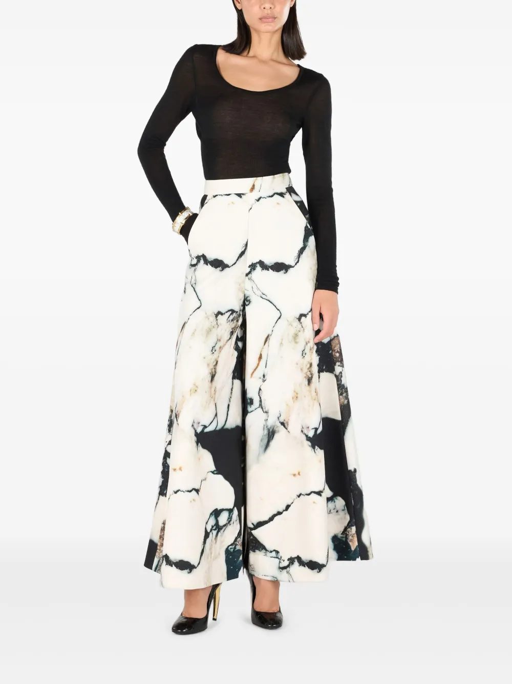 Roberto Cavalli marble-print trousers - Wit
