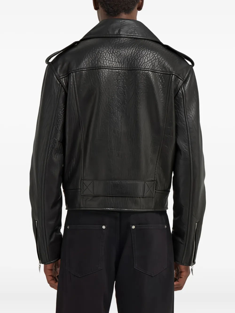 Roberto Cavalli Sheepskin Biker Jacket In Black