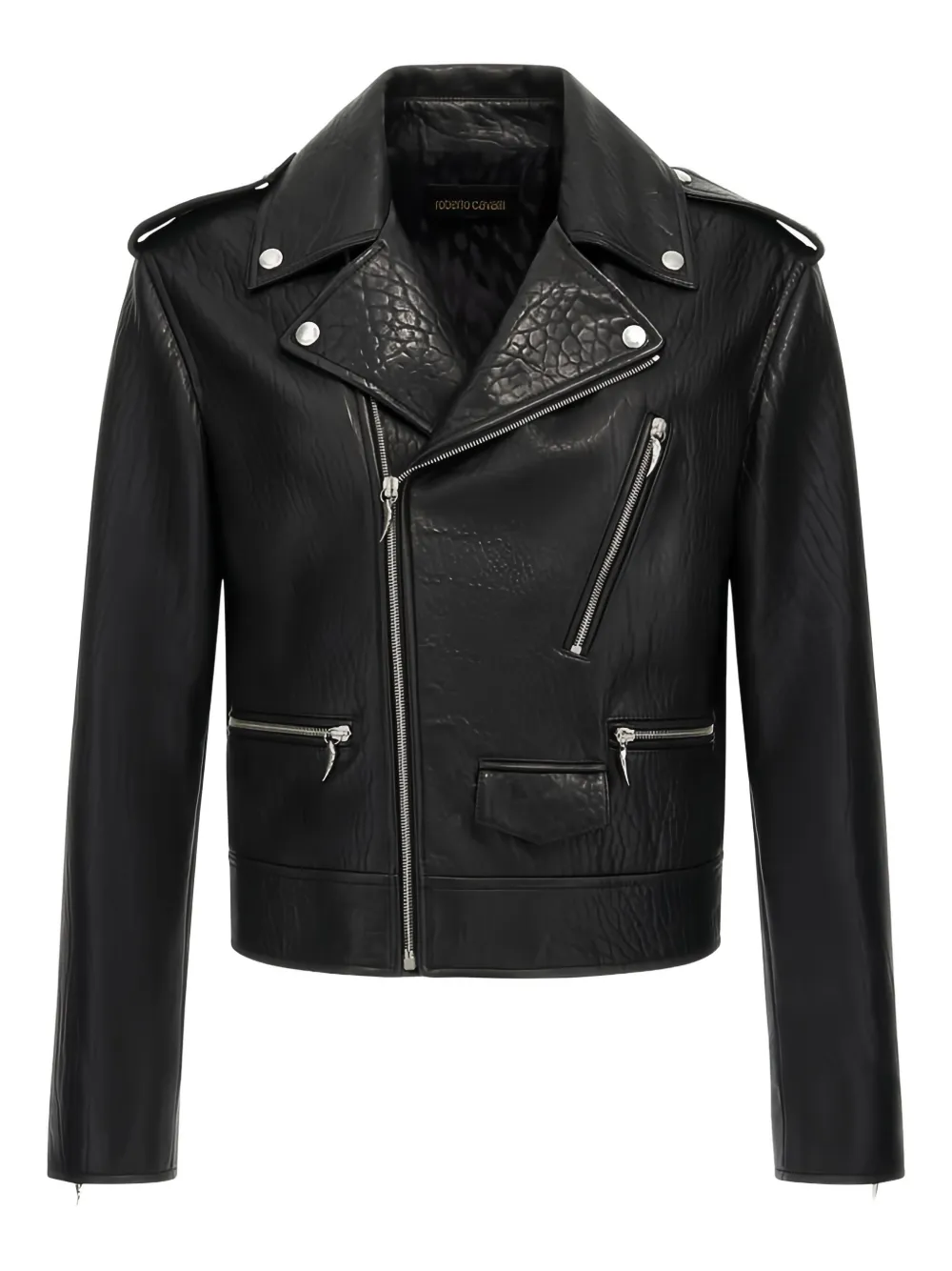 Roberto Cavalli sheepskin biker jacket | Black | Image 1