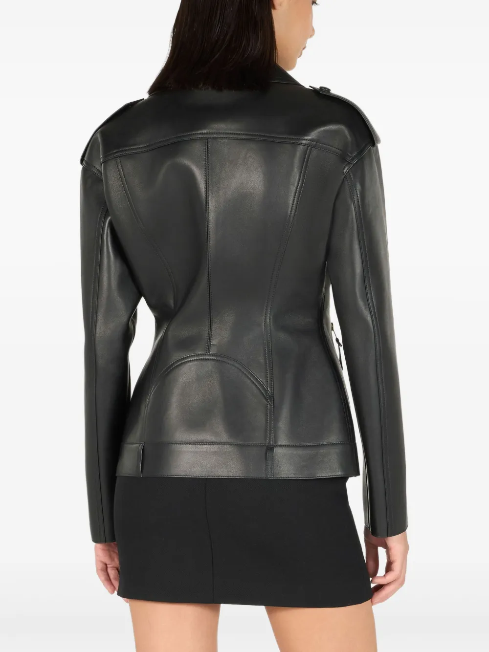 Roberto Cavalli Leather Biker Jacket In Black
