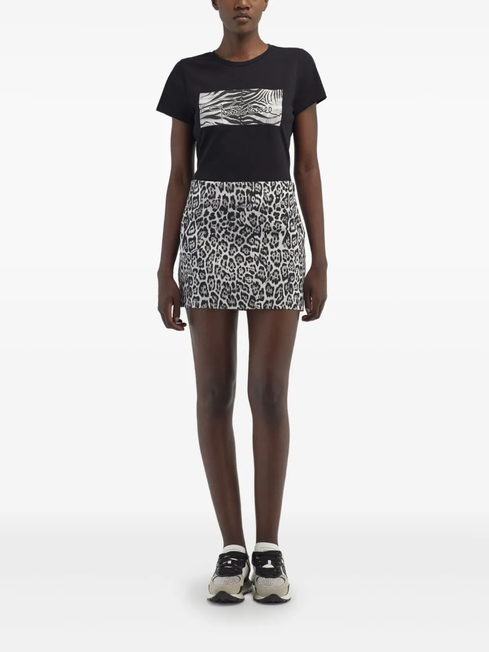 Roberto Cavalli leopard-print mini skirt - Zwart