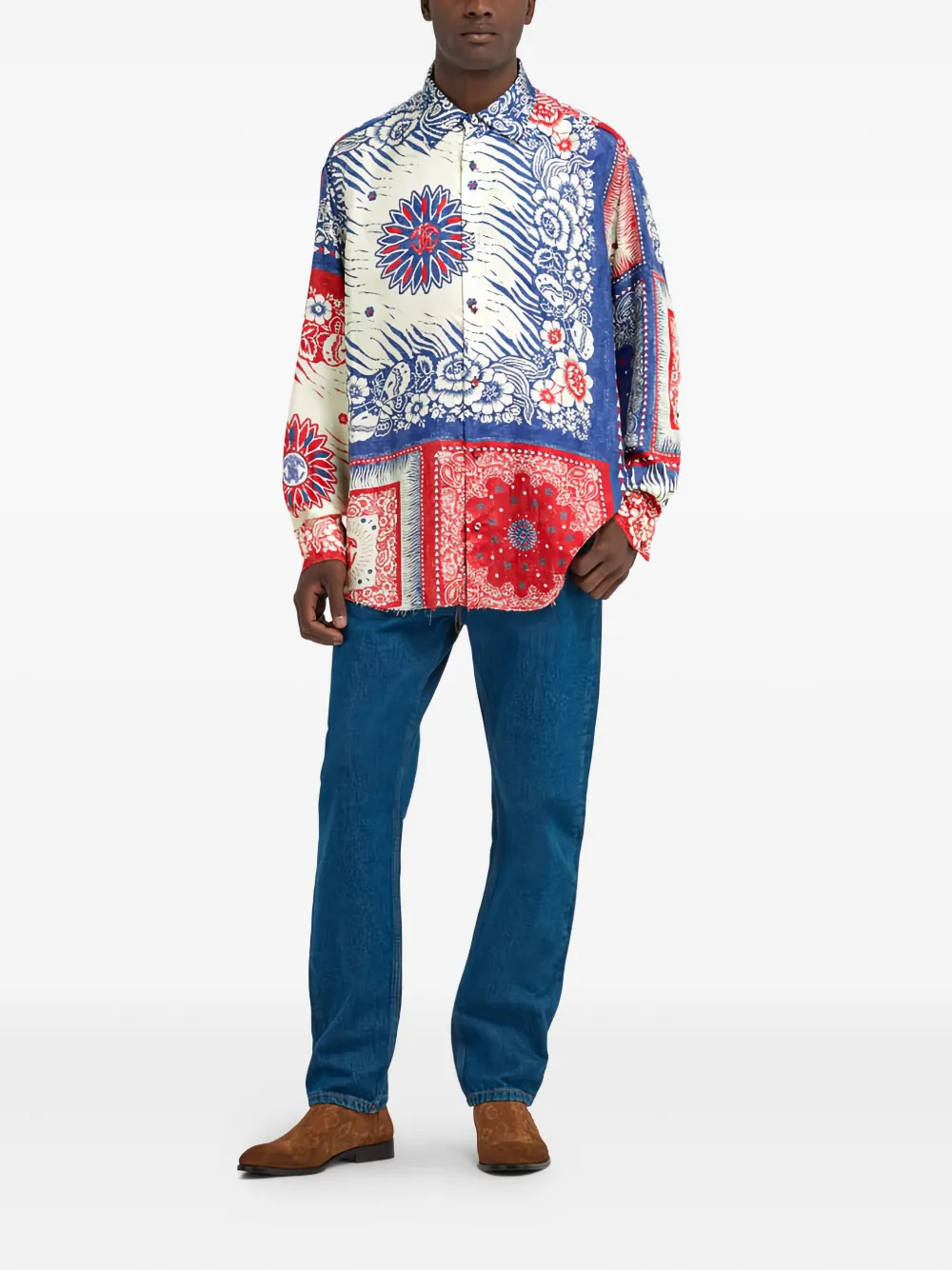 Roberto Cavalli Zijden overhemd - Blauw