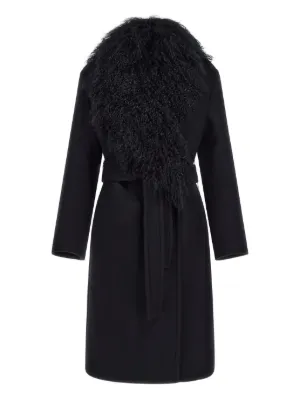 Valentino Garavani Faux fur-trimmed double-breasted Coat | Black