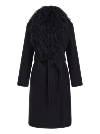 Roberto Cavalli shearling-collar Coat | Black | FARFETCH