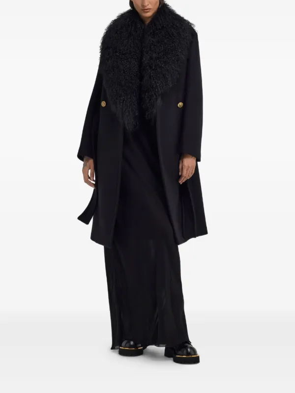 Roberto Cavalli shearling-collar Coat | Black | FARFETCH