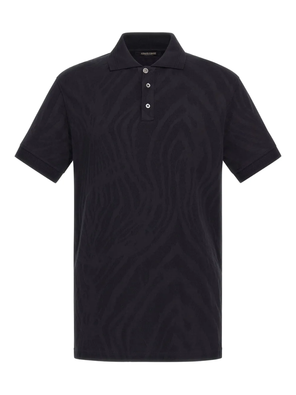 Roberto Cavalli Poloshirt met zebra-jacquard Zwart