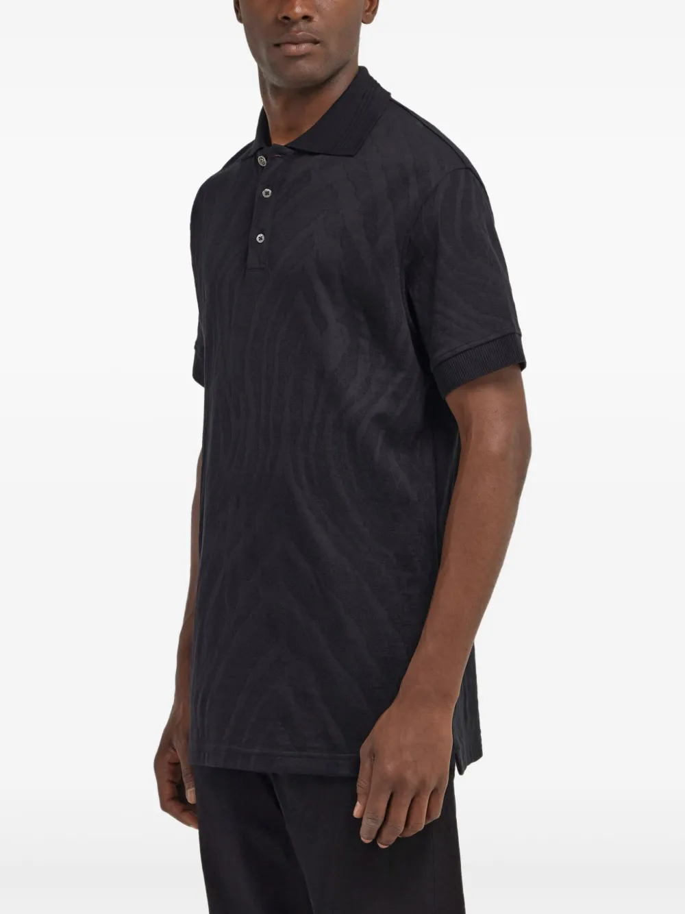 Roberto Cavalli Poloshirt met zebra-jacquard Zwart