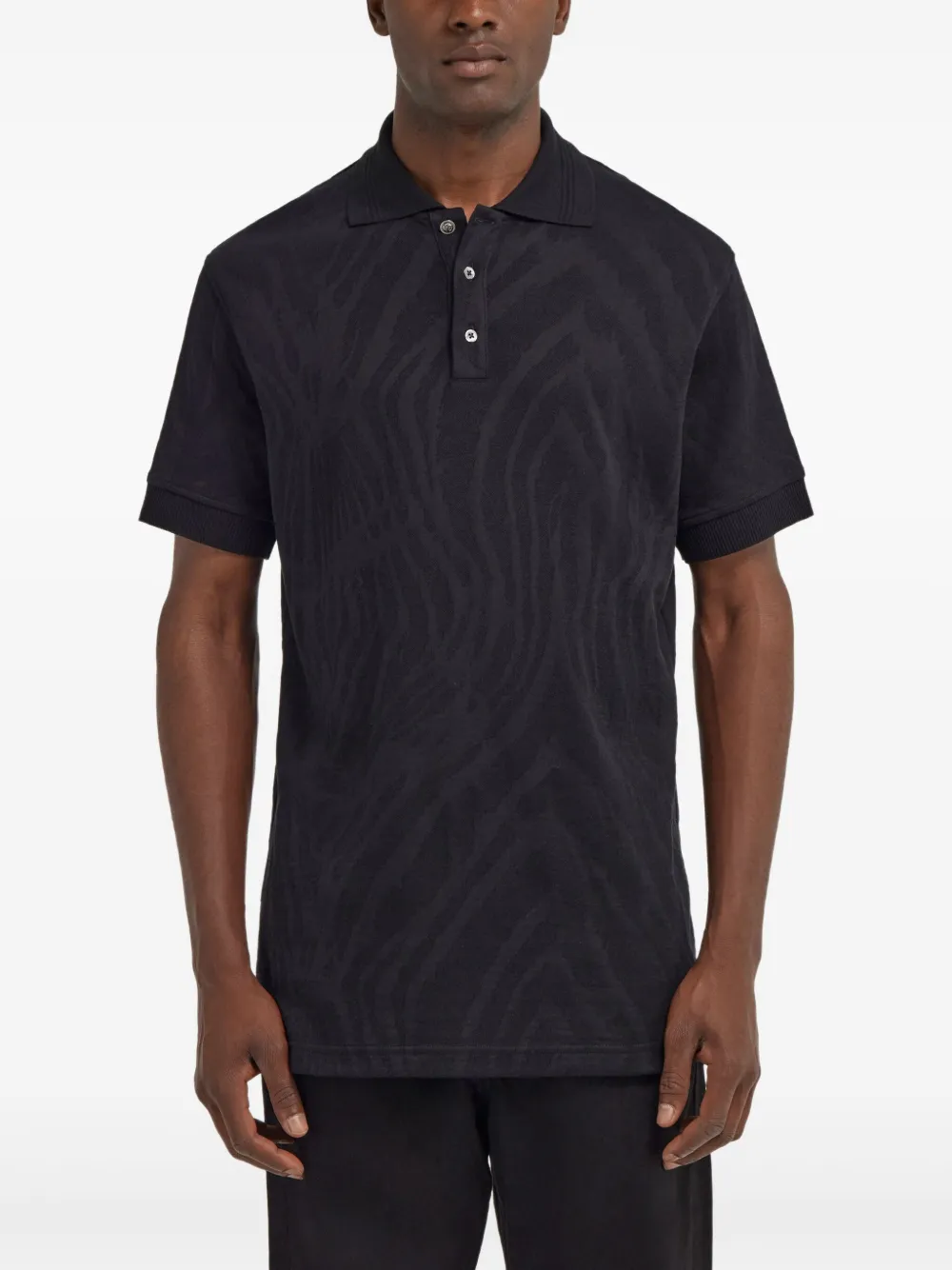 Roberto Cavalli Poloshirt met zebra-jacquard Zwart