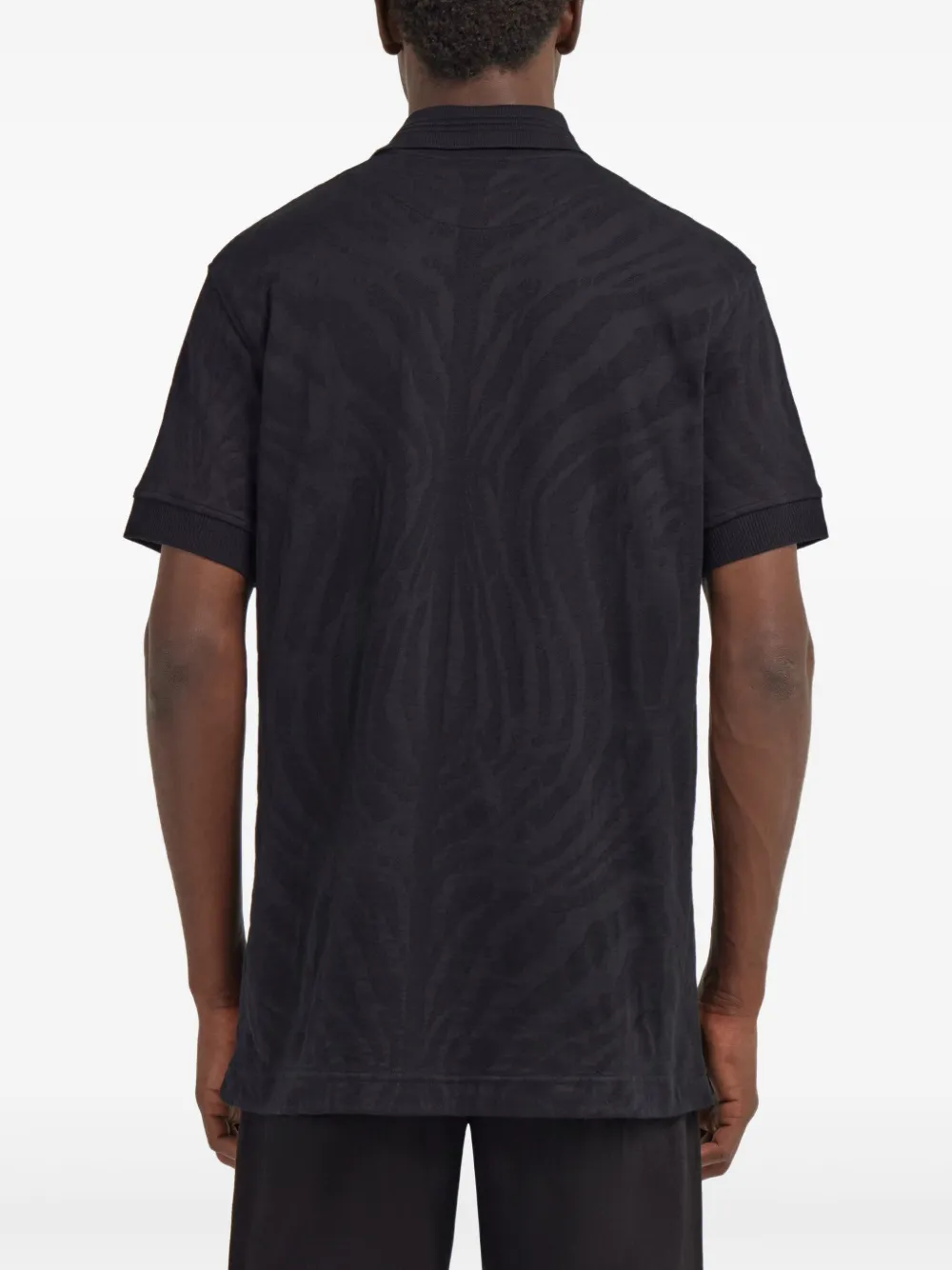 Roberto Cavalli Poloshirt met zebra-jacquard Zwart
