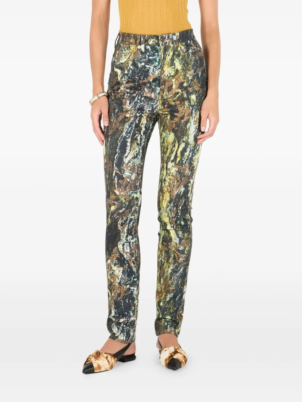 Roberto Cavalli Straight broek met abstracte print Groen