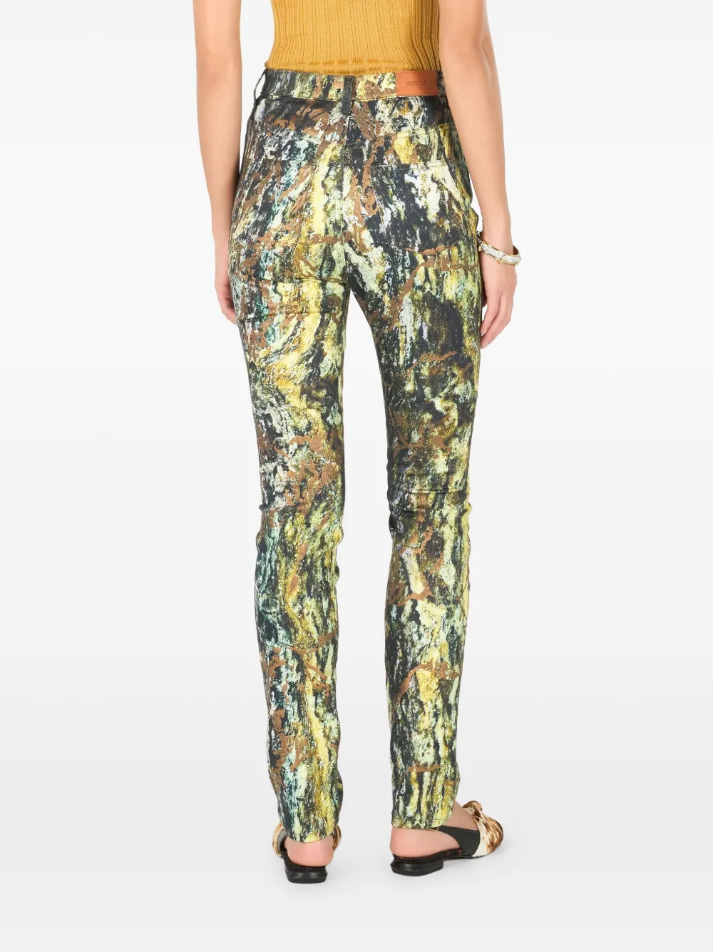 Roberto Cavalli Straight broek met abstracte print Groen