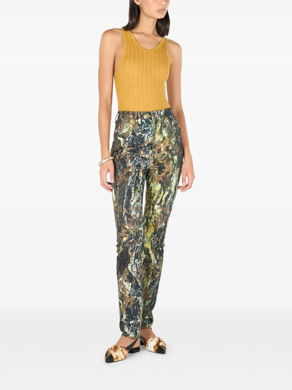 Roberto Cavalli mable-print trousers - Groen