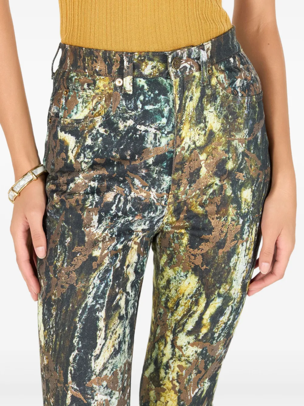 Roberto Cavalli Straight broek met abstracte print Groen