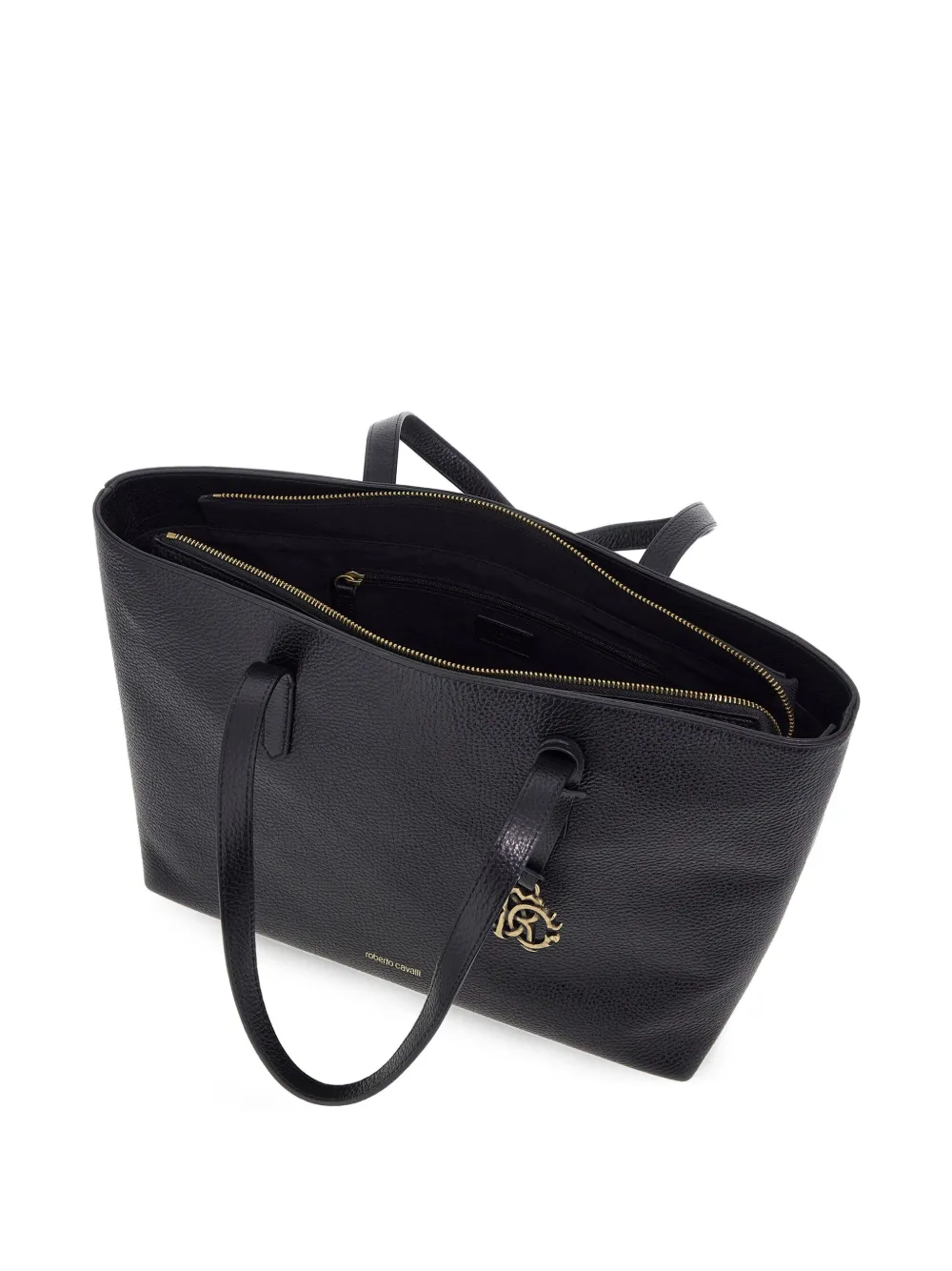 Roberto Cavalli Leren shopper Zwart