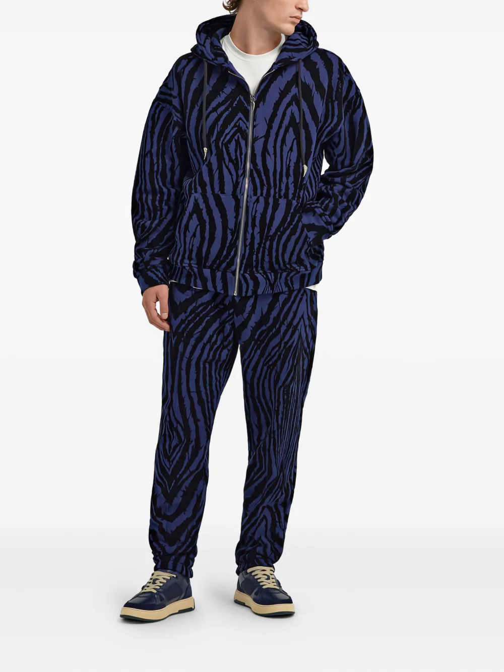 Roberto Cavalli Hoodie met print en rits Blauw