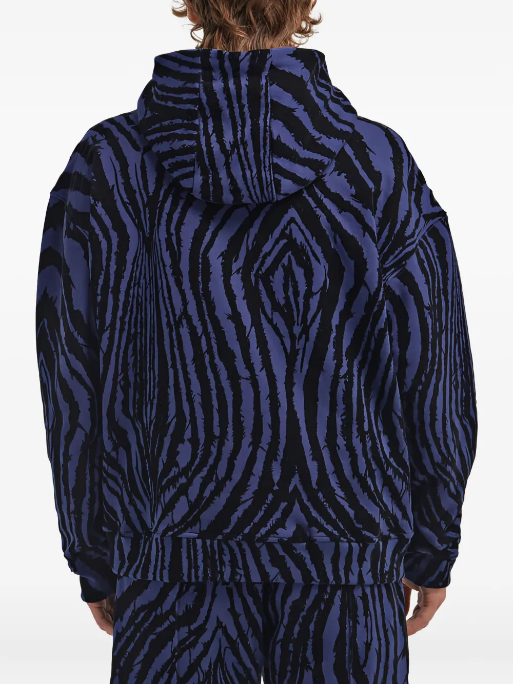 Roberto Cavalli Hoodie met print en rits Blauw